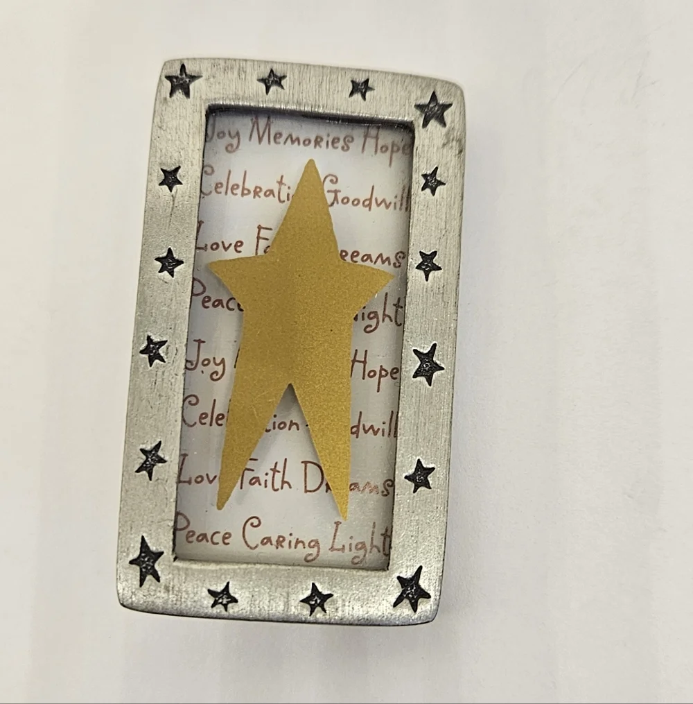 Hallmark Shadow Box Pendant Brooch Pin Star Inspirational Words Peace Faith Love